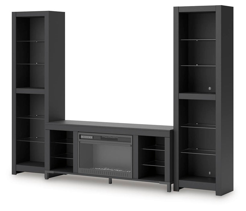 Cayberry Black Cayberry 3-Piece Entertainment Center with Electric Fireplace