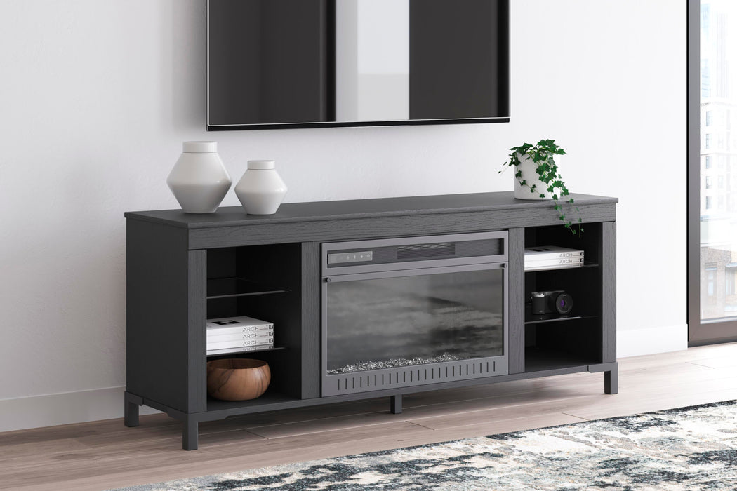 Cayberry Black TV Stand with Fireplace
