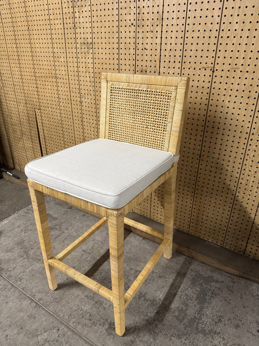 bali & pari Sofia Rattan and Mahogany wood BOHO Counter Stool, Natural - new