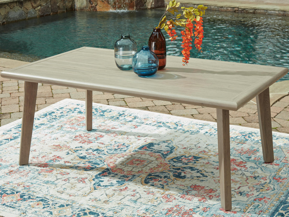 Carisbo Beige RECT Dining Table w/UMB OPT