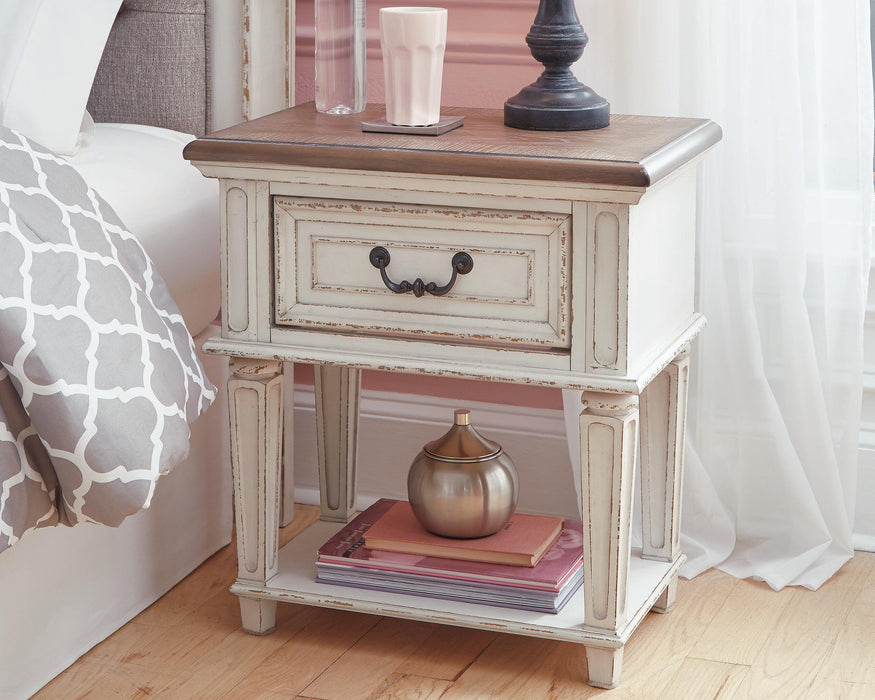 Realyn Chipped White Bedroom Furniture Pieces