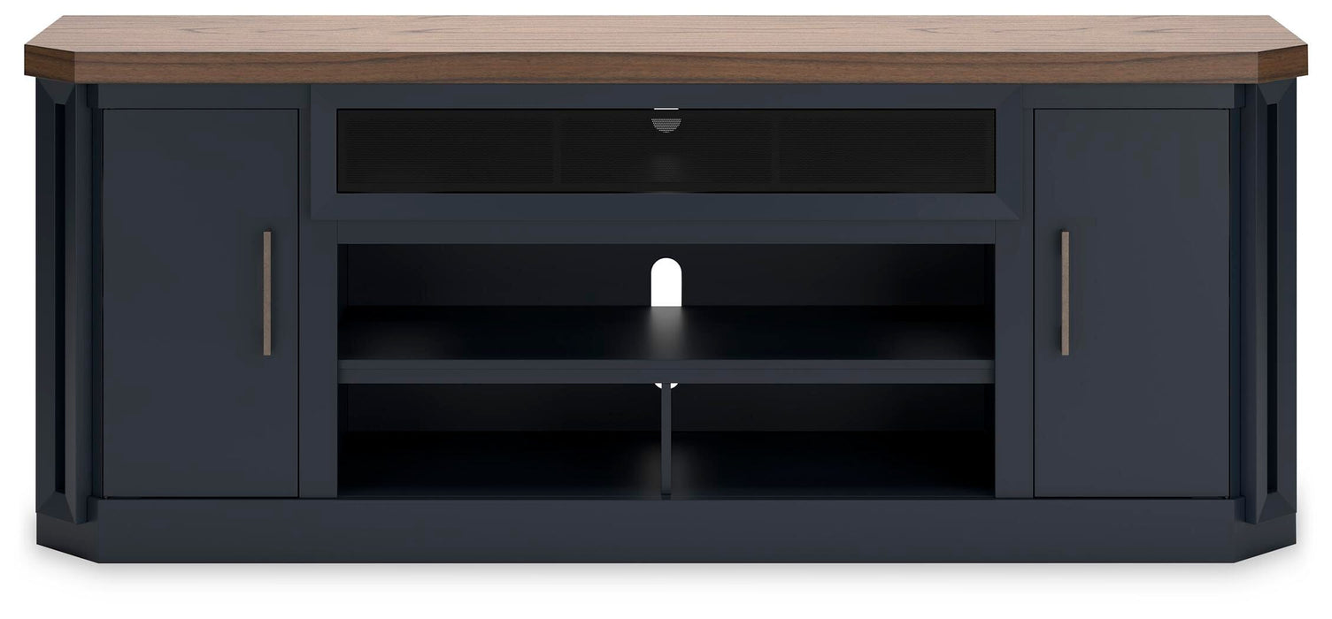 Landocken Brown/Blue XL TV Stand w/Fireplace Option