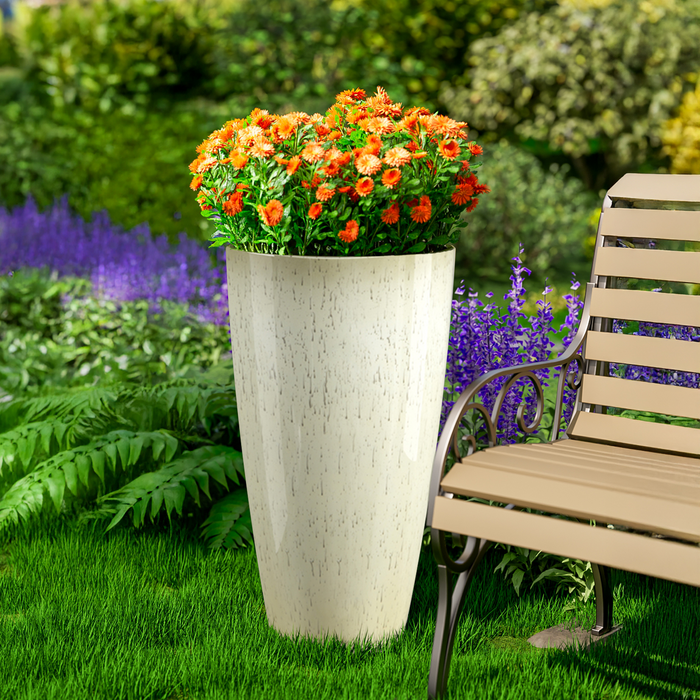 21 inch Tall Planters for Outdoor Plants Set of 2,Tall Plant Pots with Drainage Hole,Large Flower Pots for Indoor Front Porch Garden Home Patio,Beige - new