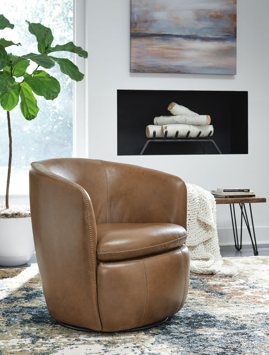 Kierreys Caramel Swivel Accent Chair