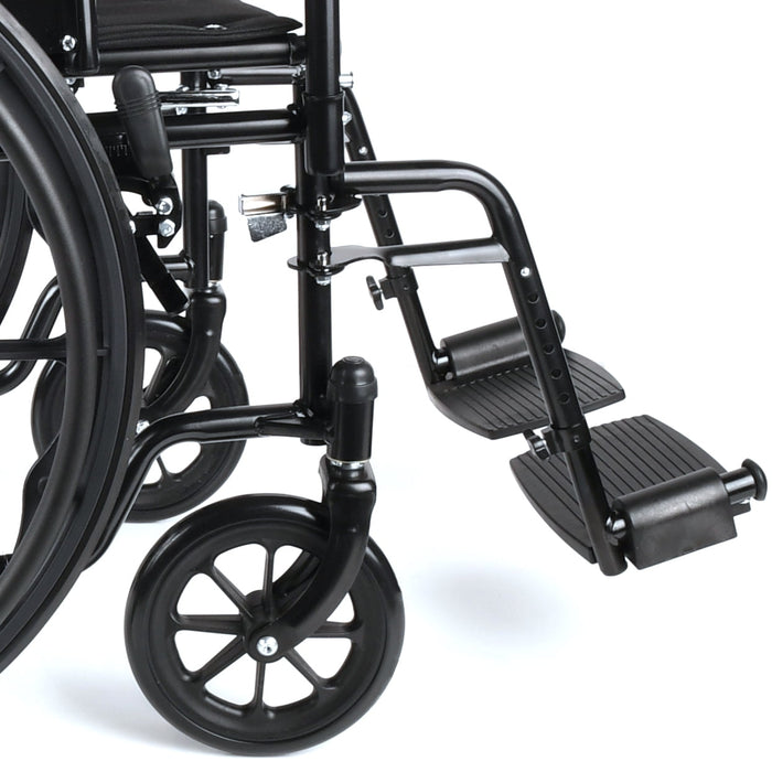 Equate Lightweight Foldable Steel Wheelchair with 18" Seat and Swing-Away Footrests, 350 lb Capacity - new