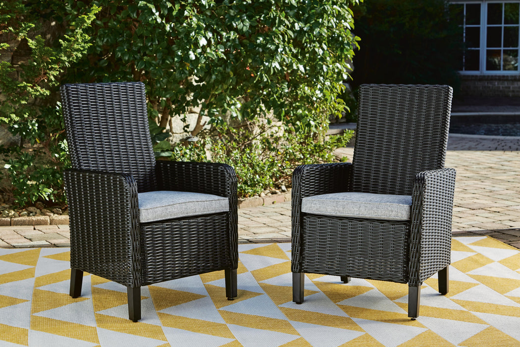 Beachcroft Black/Light Gray Arm Chair With Cushion (Priced Per Item, Must Order 2, 4, 6, or 8)