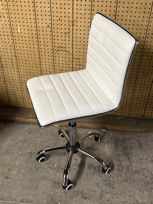 Homall Mid Back Task Chair,Low Back Leather Swivel Office Chair,Computer Desk Chair Retro with Armless Ribbed (White) - new