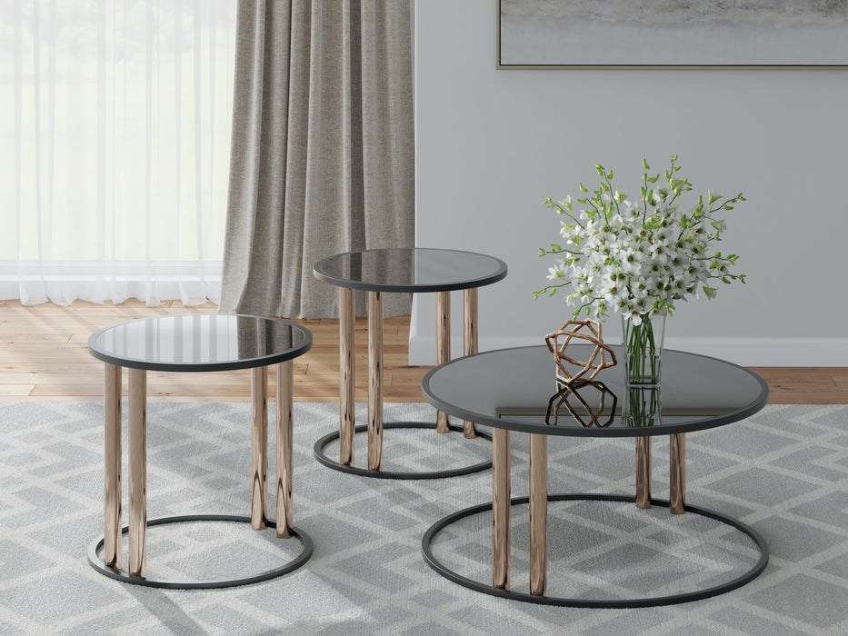 Hannerly Black/Gold Finish Occasional Table Set (3/CN)