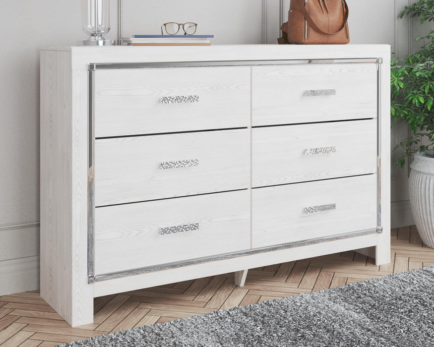 Altyra White Six Drawer Dresser