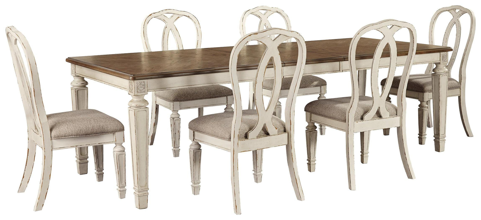 Realyn Chipped White Realyn Dining Table and 6 Chairs