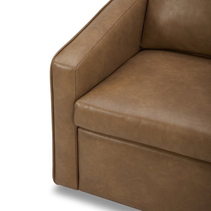 Better Homes & Gardens Steele Swivel Accent Chair, Camel Faux Leather - new