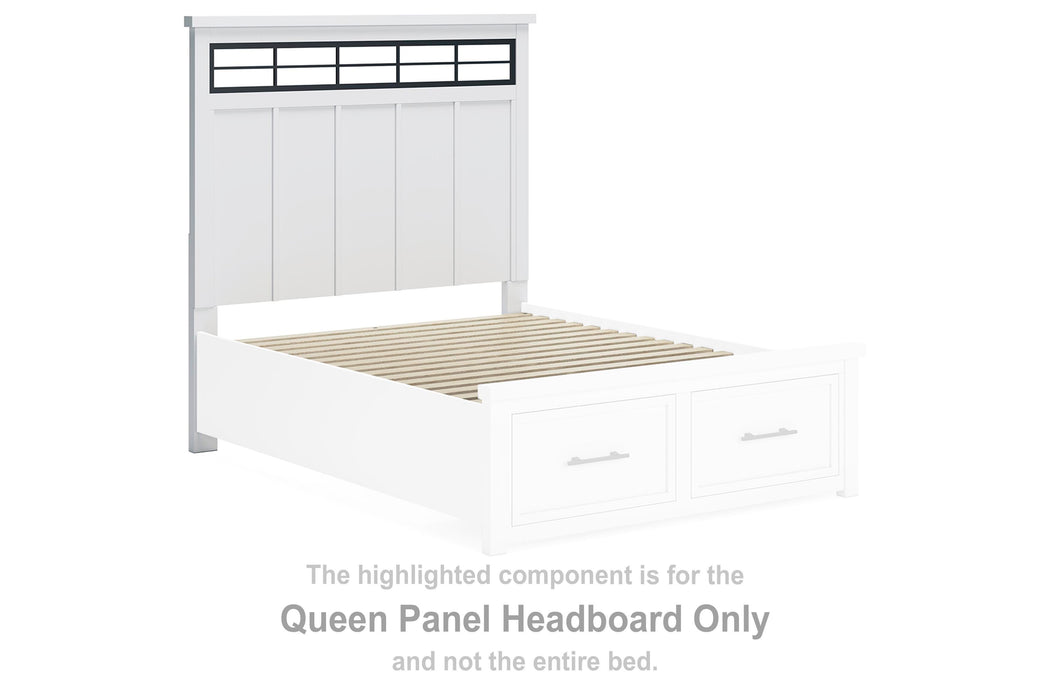 Ashbryn White/Natural Queen Panel HDBD w/Roll Slats