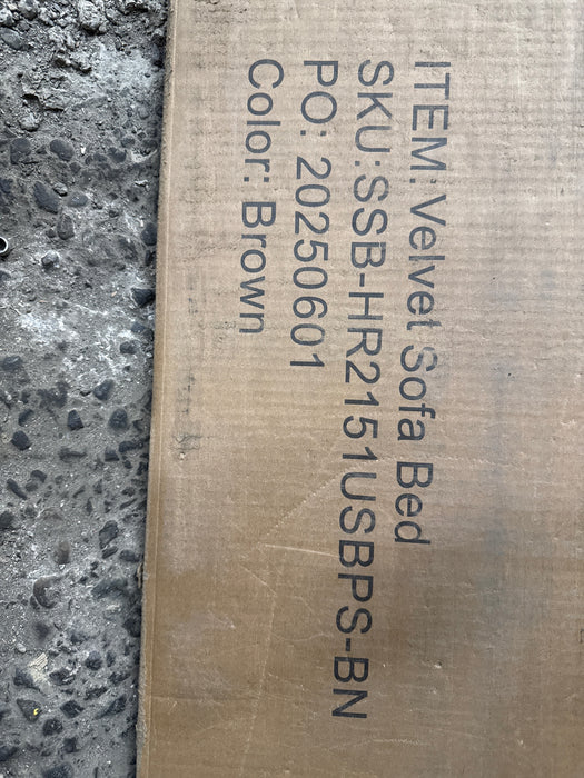 Dinosisco 3-in-1 Convertible Loveseat Sleeper, 55" Futon Sofa Bed with Phone Stand, USB, Brown Velvet - new