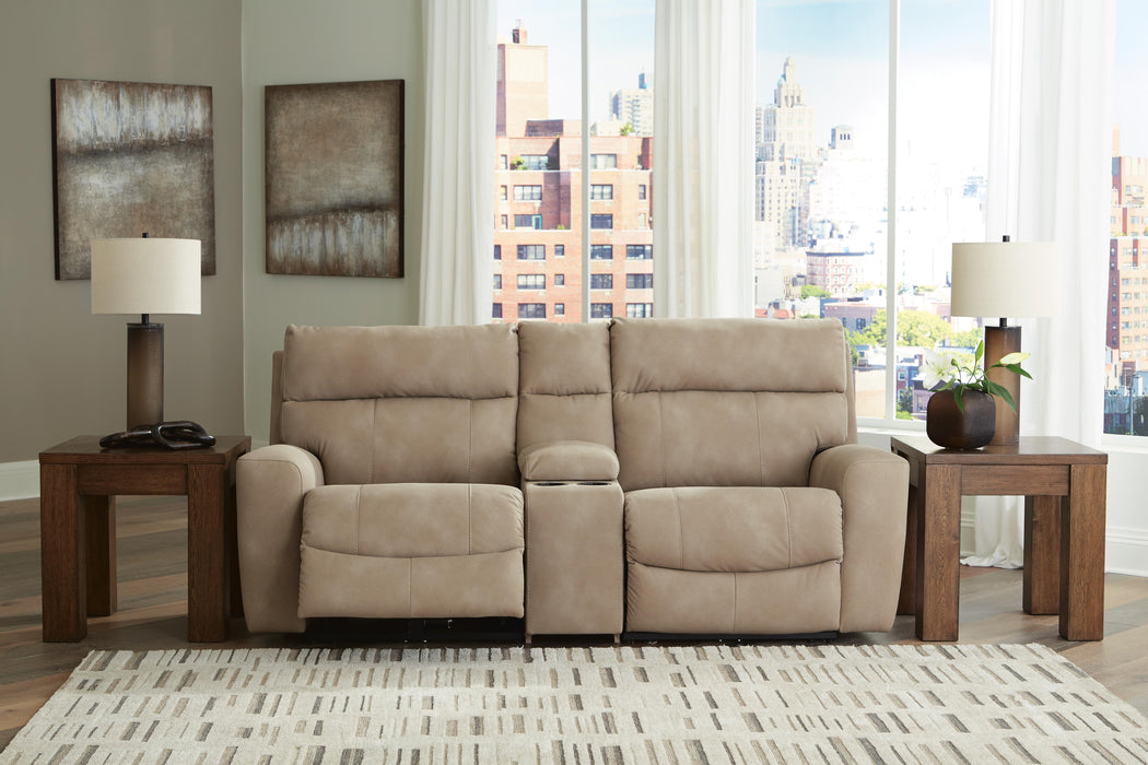 Next-Gen Durapella Sand Next-Gen Durapella 3-Piece Power Reclining Sectional Loveseat with Console