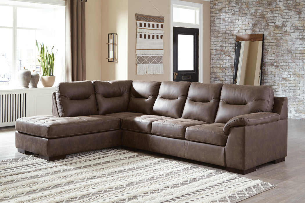 Maderla Walnut Maderla 2-Piece Sectional with Chaise