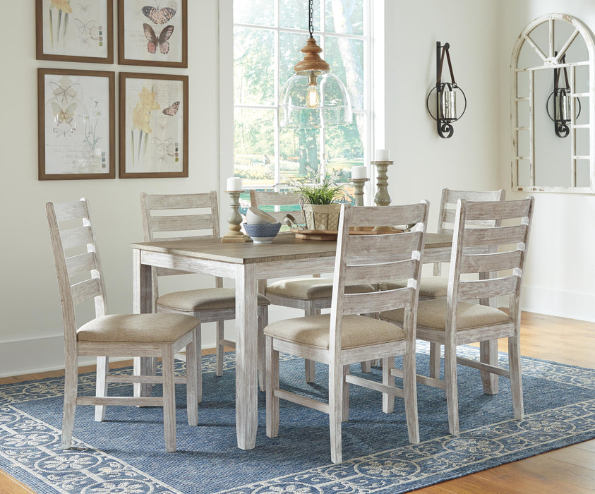 Skempton White/Light Brown Dining Room Table Set (7/CN)