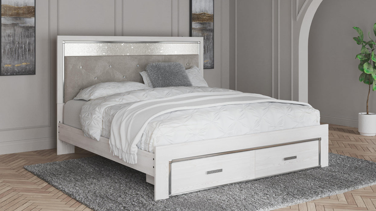 Altyra White Altyra King Upholstered Storage Bed