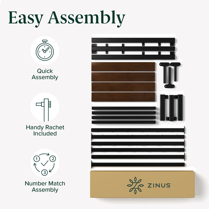 Zinus 35" Shen Bamboo Wood and Metal Platform Bed Frame, Queen - new