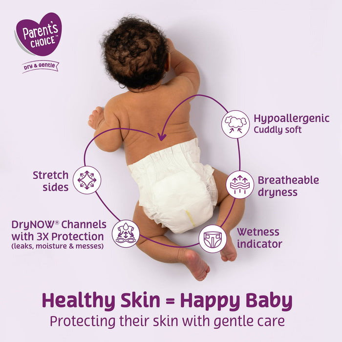 Parent's Choice Dry & Gentle Diapers (Choose Your Size & Count) - new