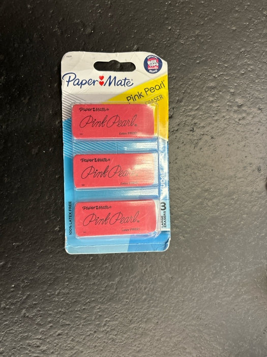 Paper Mate Pink Pearl Erasers, Large, 3 Count - new