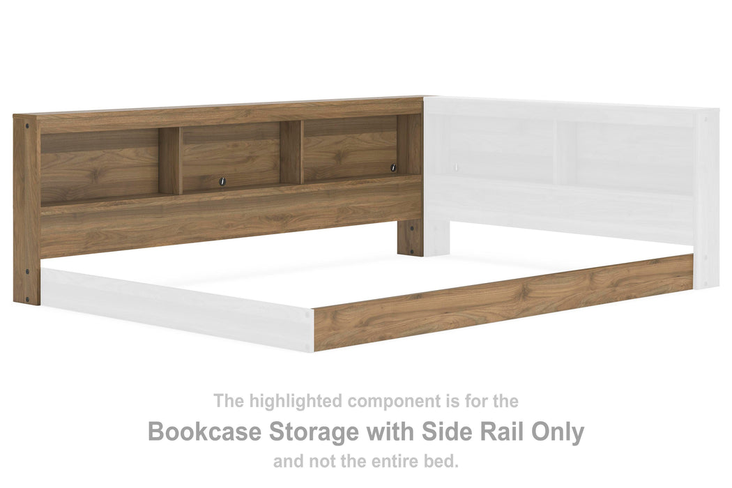 Deanlow Honey Bookcase Storage w/Side Rail