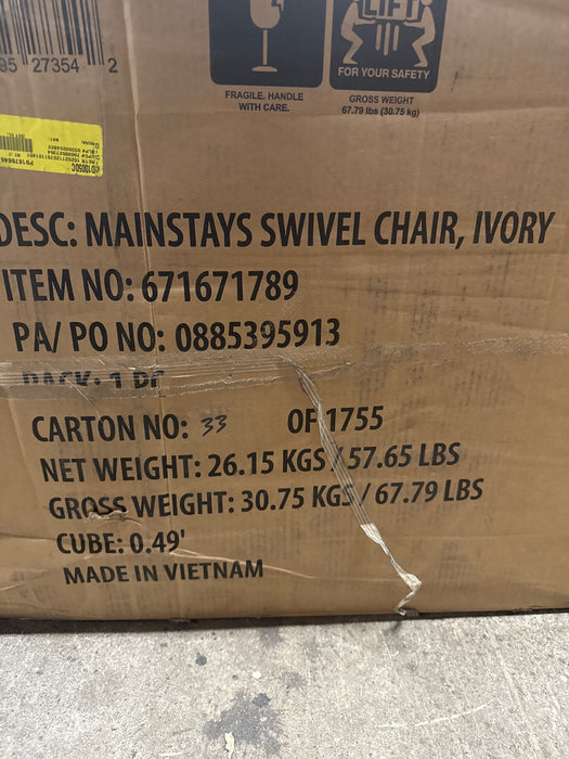 Mainstays Boucle Swivel Accent Chair, Cream - new