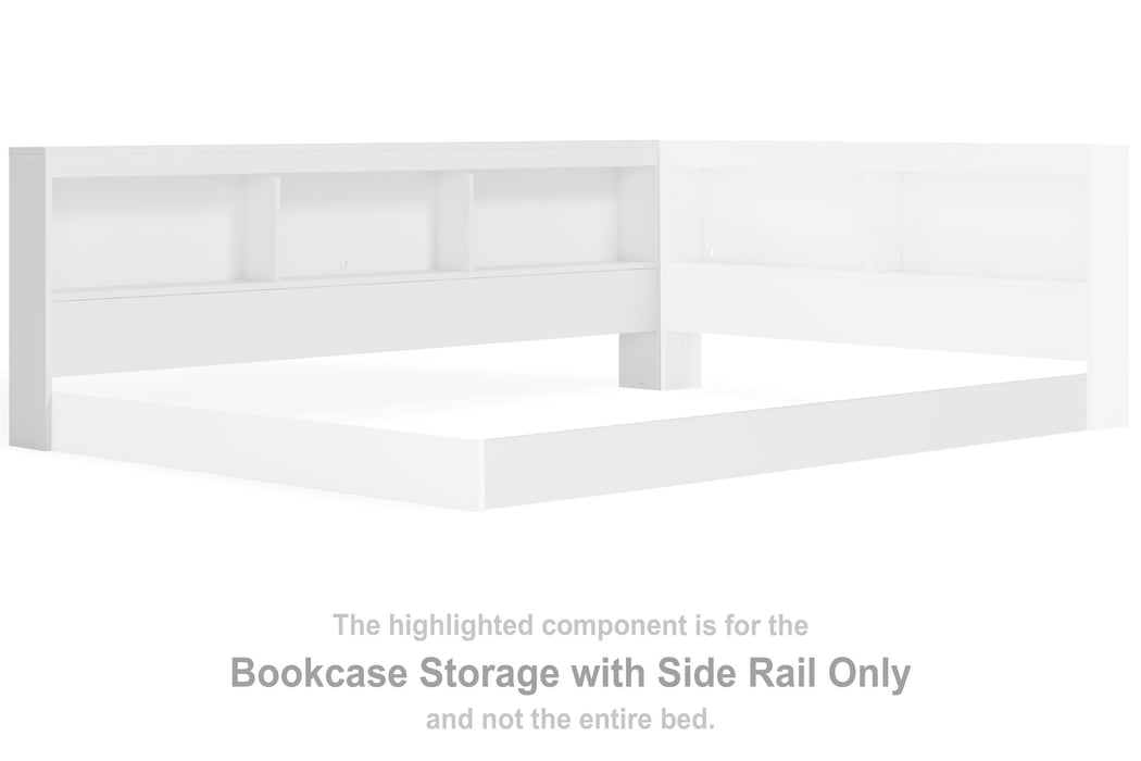 Piperton White Bookcase Storage w/Side Rail