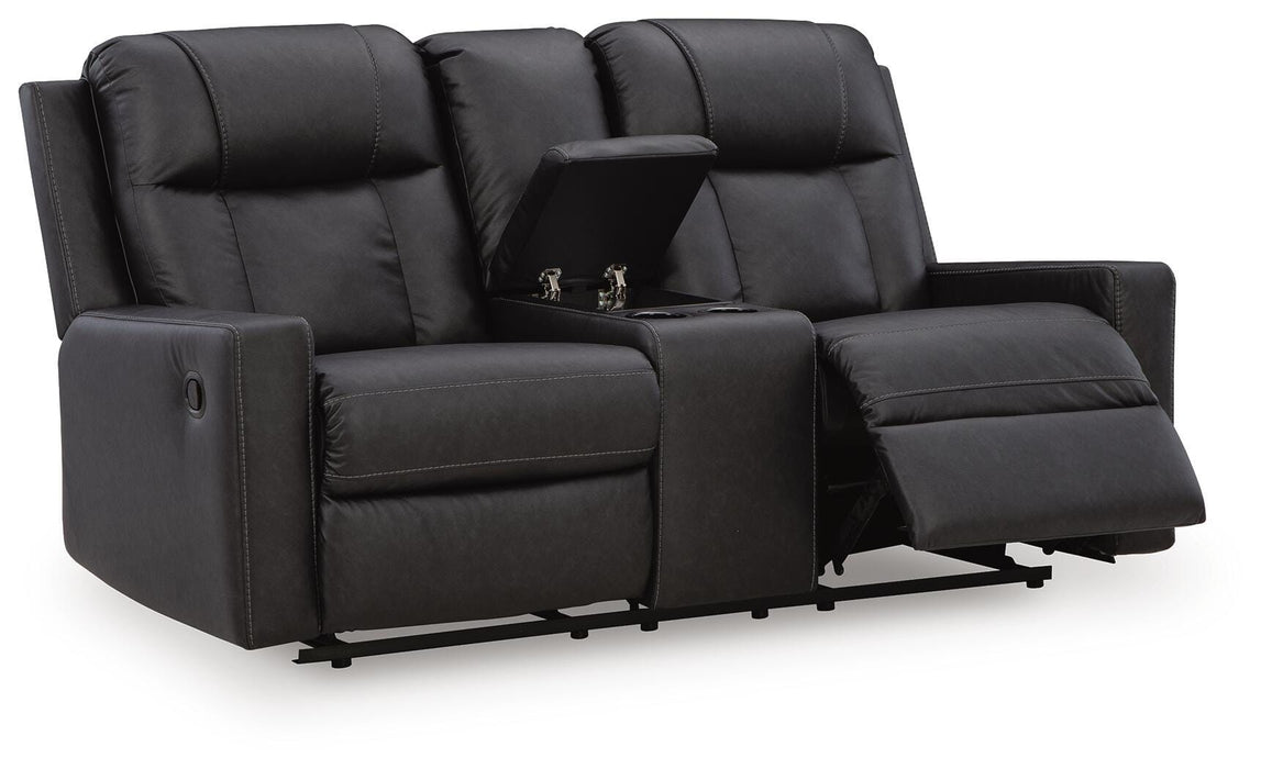 Mackmenville Carbon Mackmenville Reclining Loveseat with Console