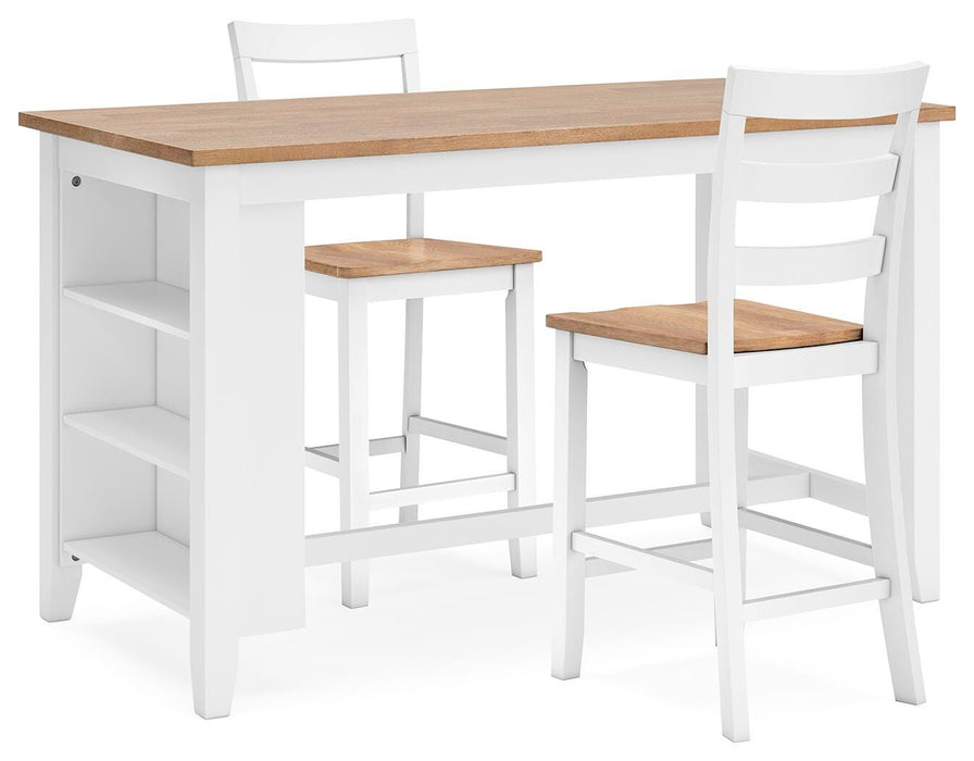 Gesthaven Natural/White Gesthaven Counter Height Dining Table and 2 Barstools