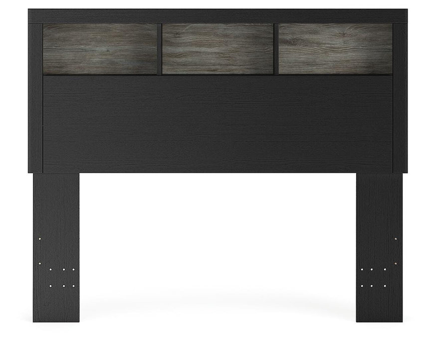 Jonnifer Black/Gray Full Bookcase Headboard