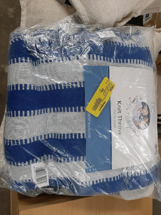 Mainstays by Becky G. & Alejandra Tapestry Knit Throw, Blue Stripe, 50" x 60" - open_box