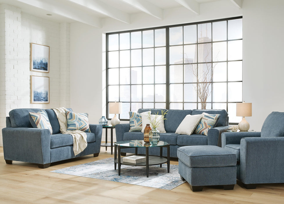 Cashton Blue Cashton Sofa, Loveseat, Chair and Ottoman