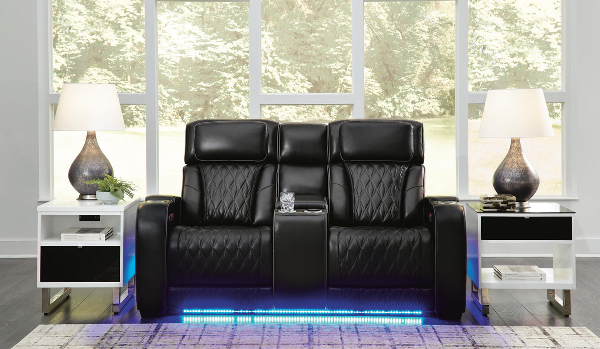 Boyington Black Boyington Power Reclining Loveseat with Console