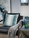 Signature Design Teal/White Pillow (4/CS)