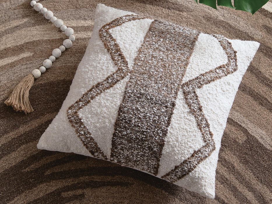 Signature Design Ivory/Brown Pillow (4/CS)
