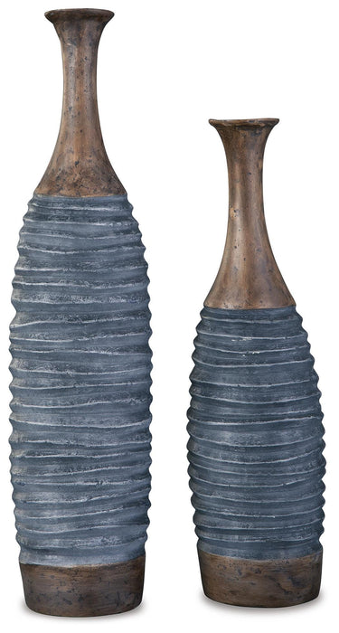 Signature Design Antique Gray/Brown Vase Set (2/CN)