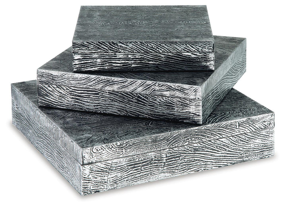 Signature Design Antique Pewter Finish Box Set (3/CN)