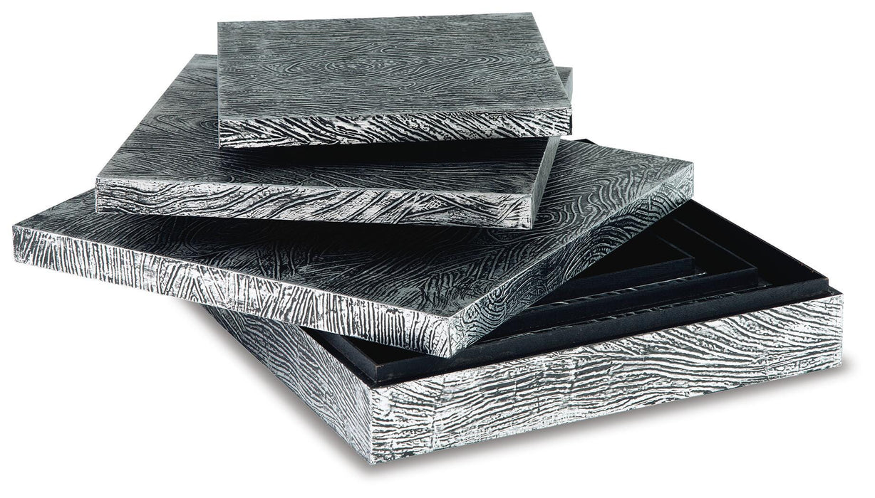 Signature Design Antique Pewter Finish Box Set (3/CN)