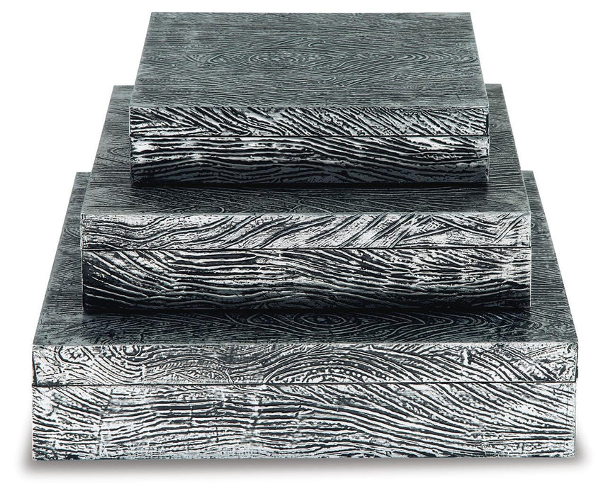 Signature Design Antique Pewter Finish Box Set (3/CN)