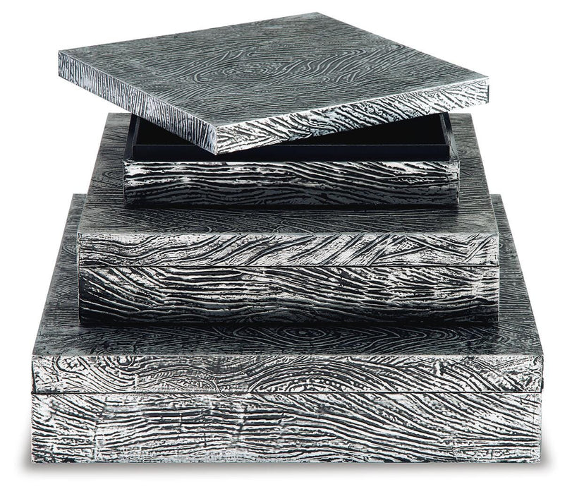 Signature Design Antique Pewter Finish Box Set (3/CN)