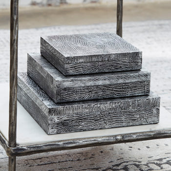 Signature Design Antique Pewter Finish Box Set (3/CN)