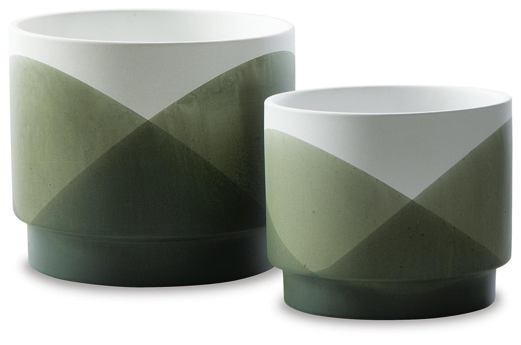 Signature Design Green/White Planter Set (2/CN)
