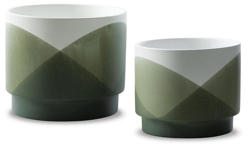 Signature Design Green/White Planter Set (2/CN)