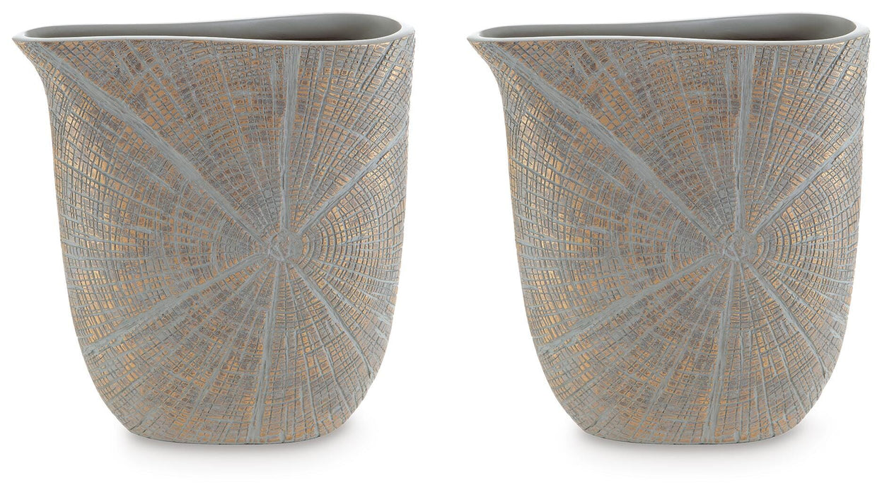 Signature Design Antique Gold Finish Vase (2/CS)