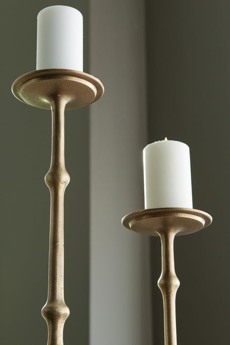 Signature Design Antique Brass Finish Candle Holder Set (2/CN)
