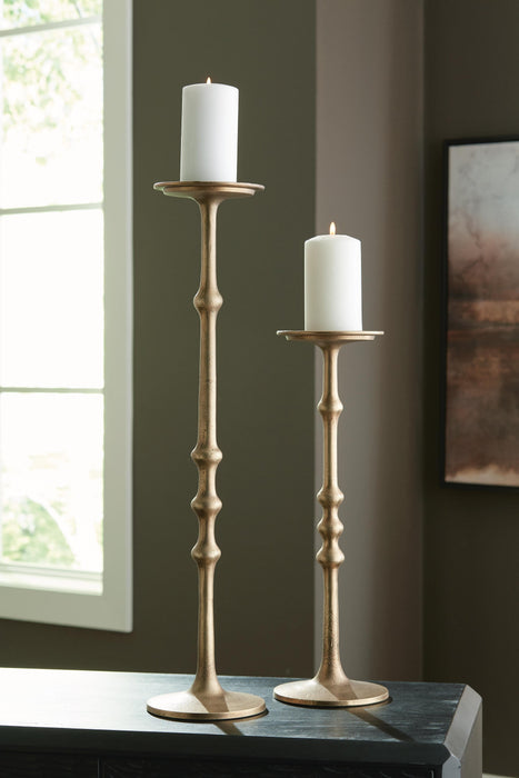 Signature Design Antique Brass Finish Candle Holder Set (2/CN)