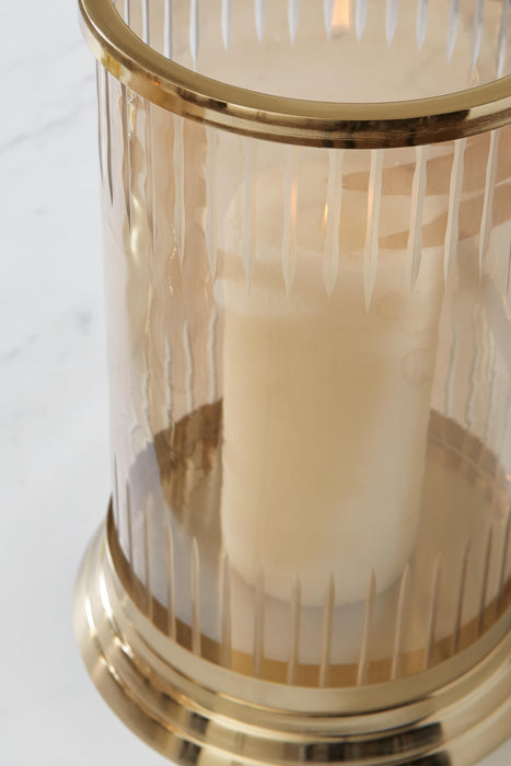 Signature Design Amber/Gold Finish Candle Holder