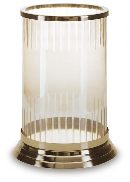 Signature Design Amber/Gold Finish Candle Holder