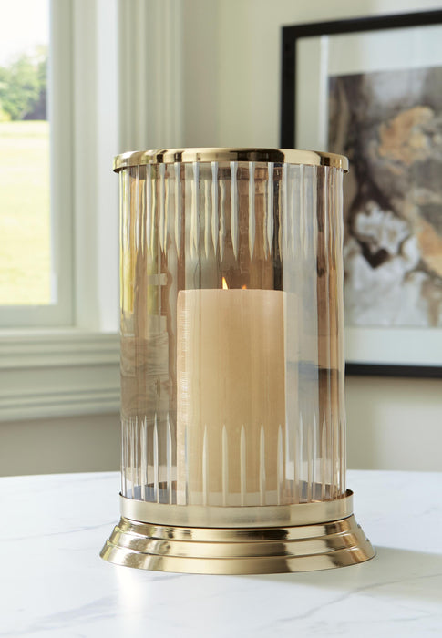 Signature Design Amber/Gold Finish Candle Holder