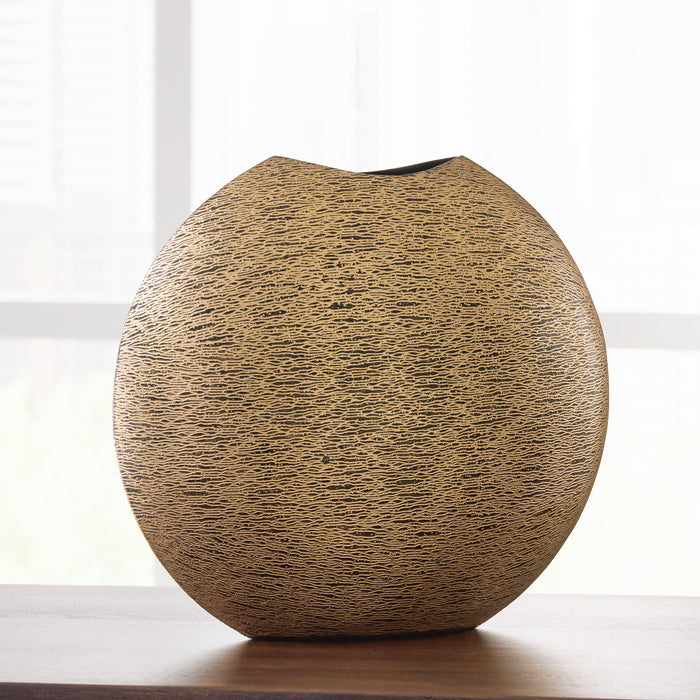 Signature Design Antique Gold Finish Vase